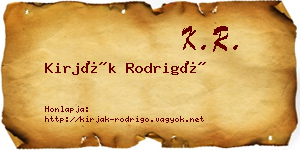 Kirják Rodrigó névjegykártya